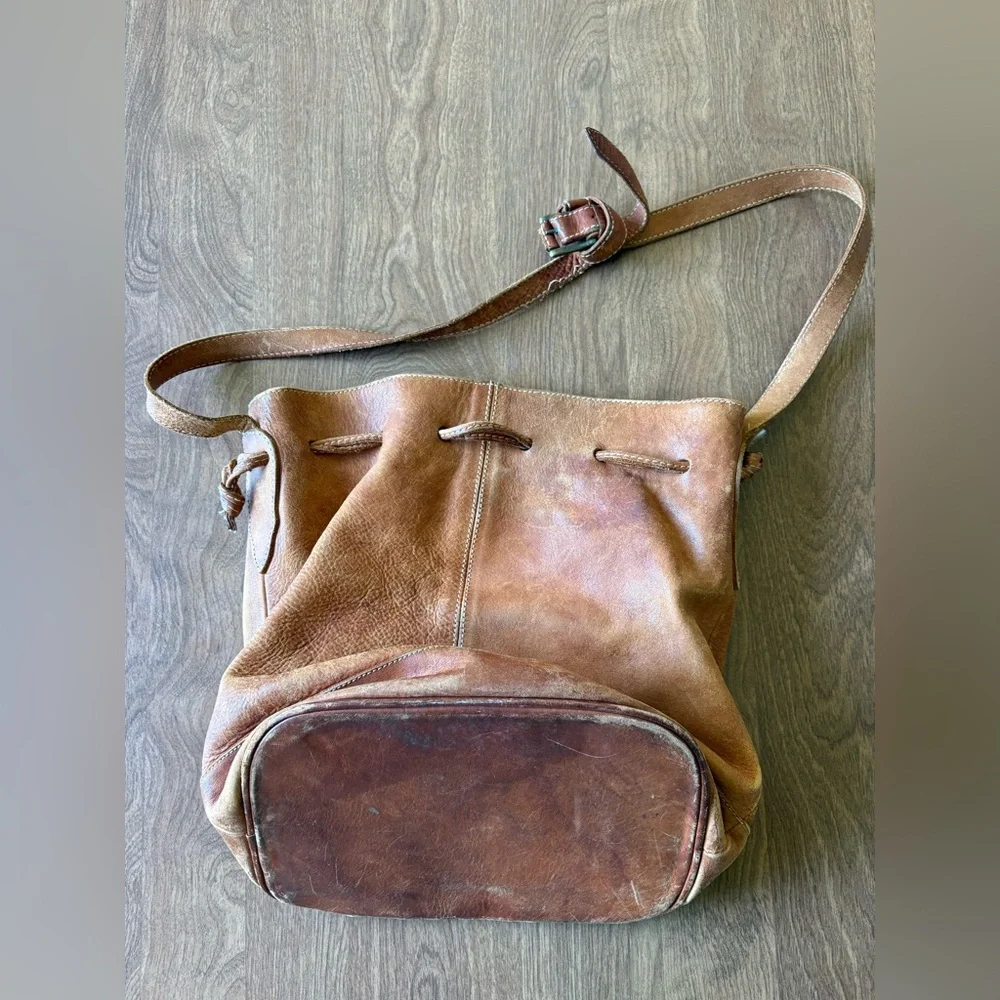 Unisa Tan Leather Hobo Shoulder Bag